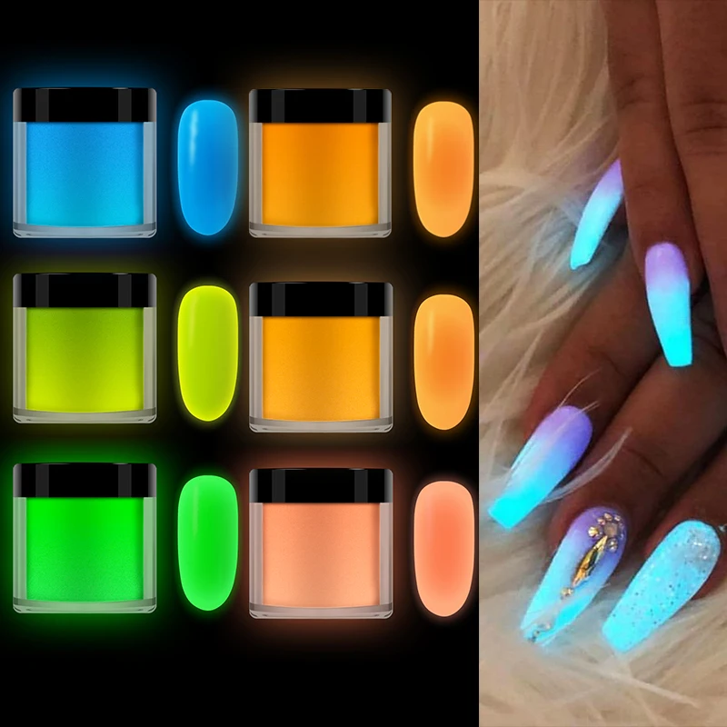 

Acrylic Powder Luminous Neon Phosphor Nail Dipping Powder Glow In Dark Nail Art Dip Powder Glitter Pigment Dust for Nail Acrylic