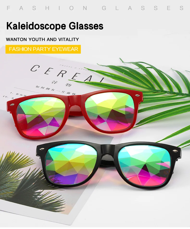 YOOSKE тренд калейдоскоп Glasse для женщин и мужчин Rave фестиваль солнцезащитные очки Косплей вечерние голографические солнцезащитные очки