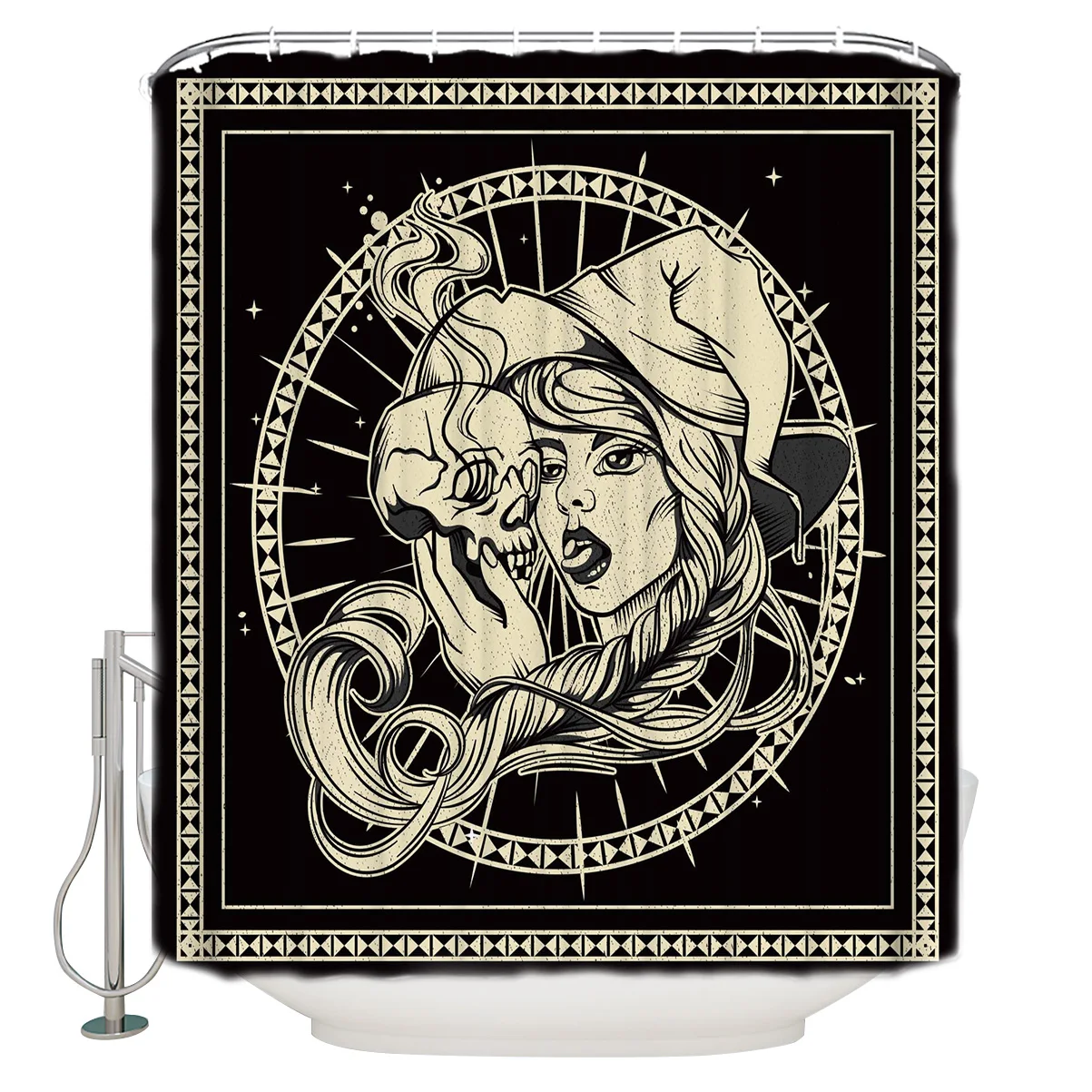 Очень длинные тканевые занавески для душа на Хэллоуин ведьмы черепа стойкие к