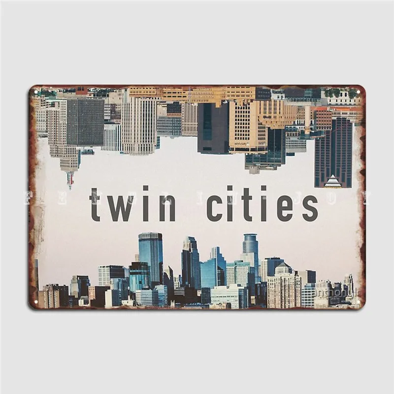 

Twin Cities Minneapolis And Saint Paul Minnesota Poster Metal Plaque Funny Cave Pub Wall Mural Wall Decor Tin Sign Poster