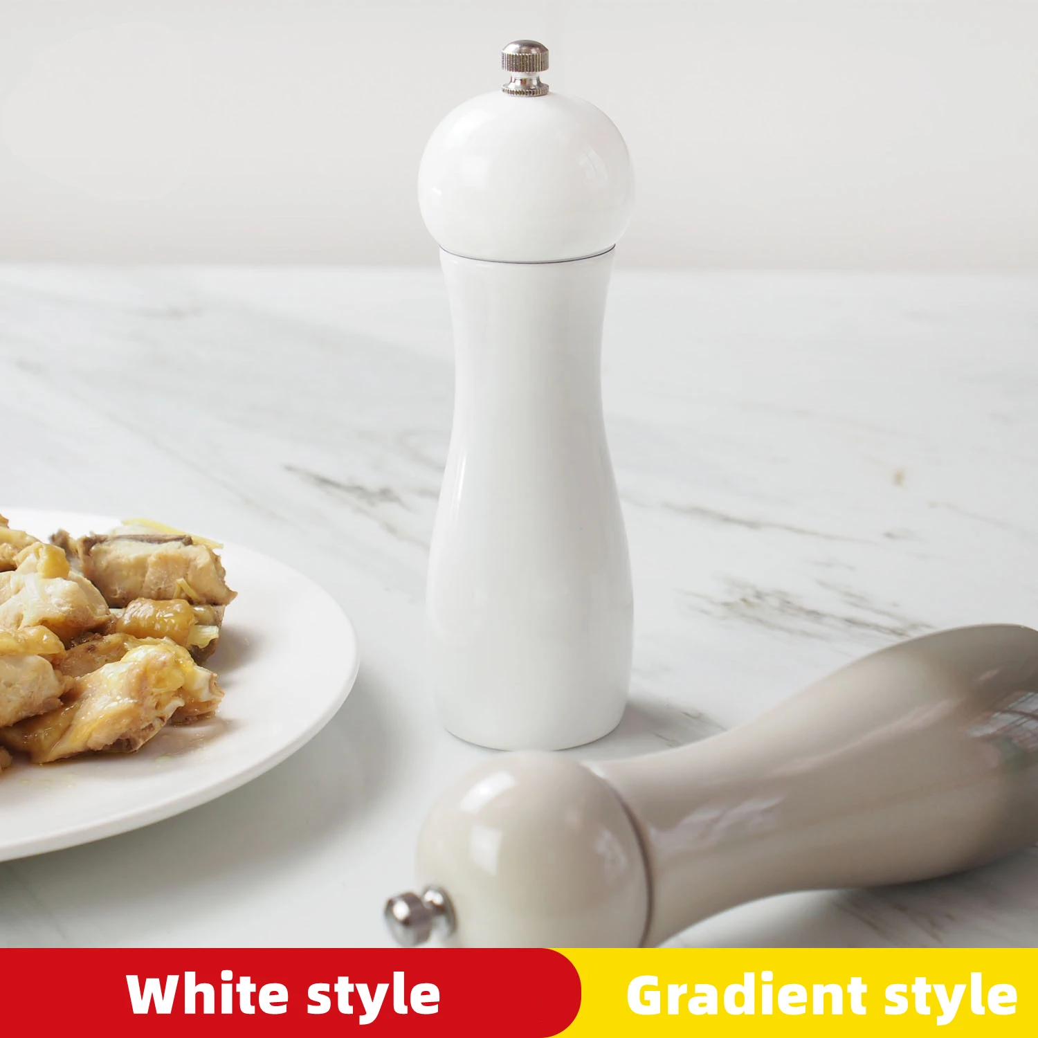 

Oak Pepper Spice Sea Salt Grinder Set Handheld Seasoning Grinder Ceramic Grinding Core Kitchen Barbecue Tool Set