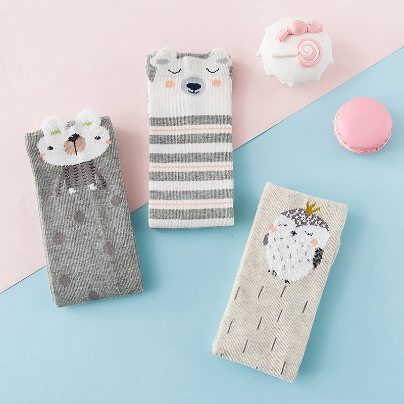 Детские длинные носки на весну осень хлопковые в полоску до колена с героями