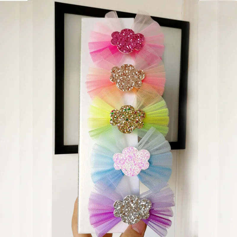 5 шт. Корейская сетка облако Радуга заколки для волос любовь сердце звезды