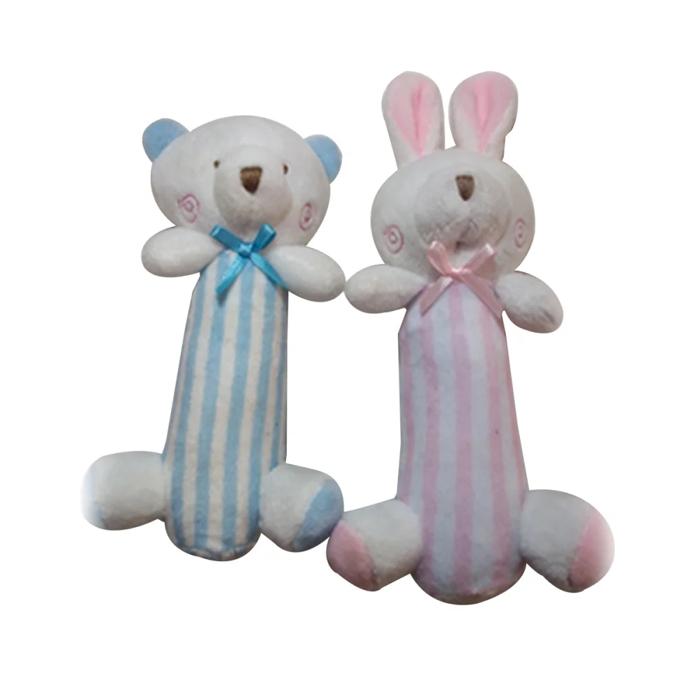 

2 PCS Baby Rattle Plush Toys Newborn Gift Crib Bear Toys (Blue)