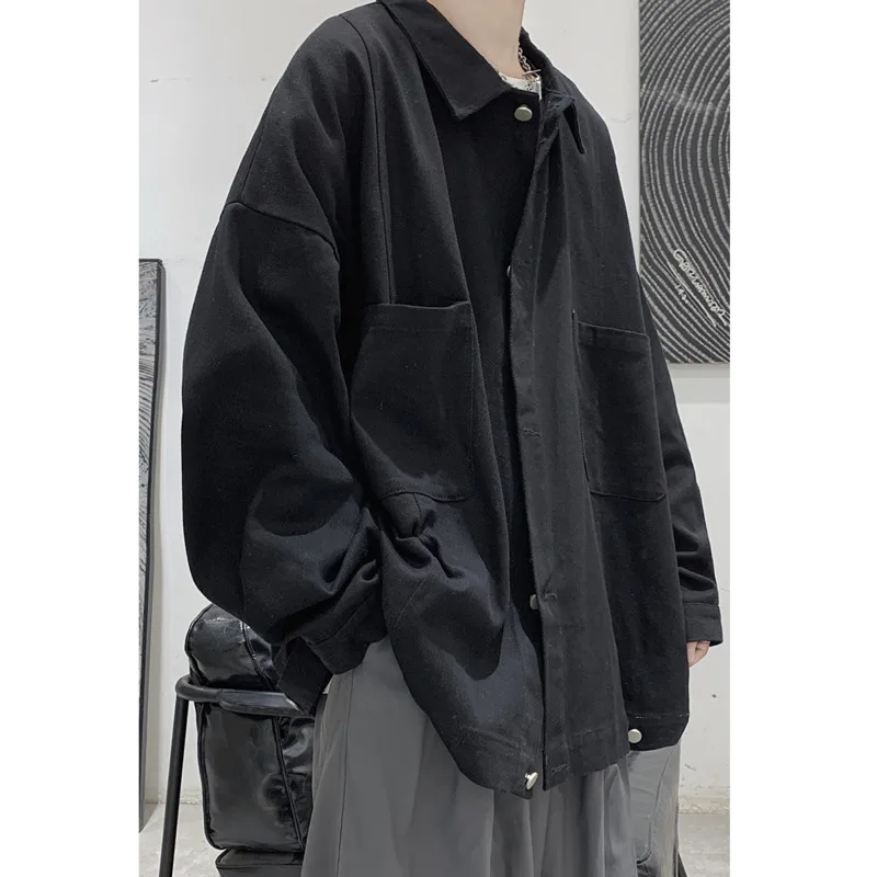 

Men's jackets 2021 spring and autumn new solid color lapel loose casual workwear jacket buttons campus youth men's clothing men