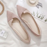 women flats flock leather pointed toe solid color apricot plus small size 31 32 33 34 big size 42 43 44 45 lady flat heel shoes