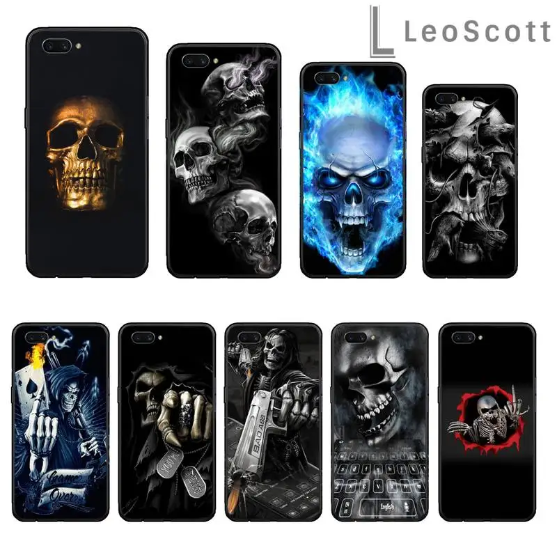 

Skeleton Middle Finger skull fire horror Phone Cases For OPPO R9 R11 R15 R17 RENO Realme S PLUS Normal 2z 3 5 C2 pro