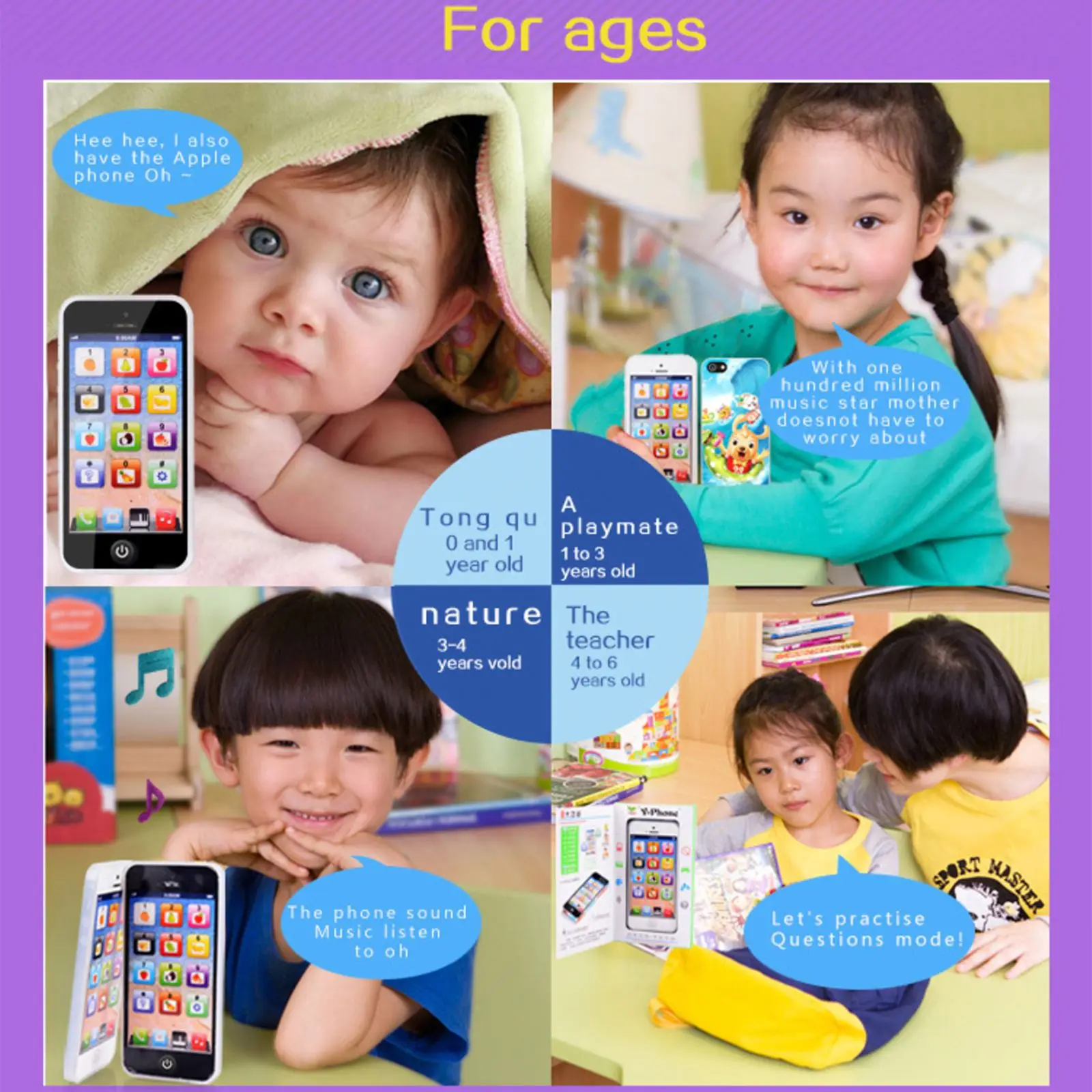 

Children Learning Mobile Phone 8 Functions Toy Mobile Phone Model High Sensitivity Touch Screen Simulation Phone For Kids