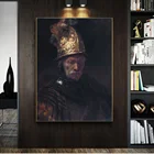 Картина на холсте с изображением Человека с золотым шлемом Рембрандта, картина с изображением известной фигуры, Настенная картина для гостиной, постер для украшения дома