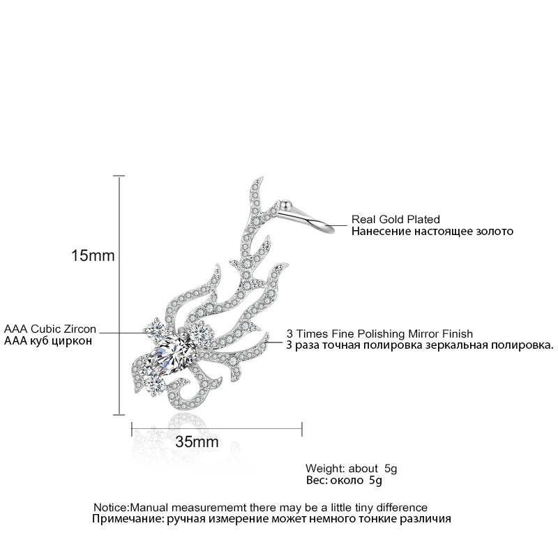 Женские винтажные серьги гвоздики RAKOL с микро покрытием из кубического циркония