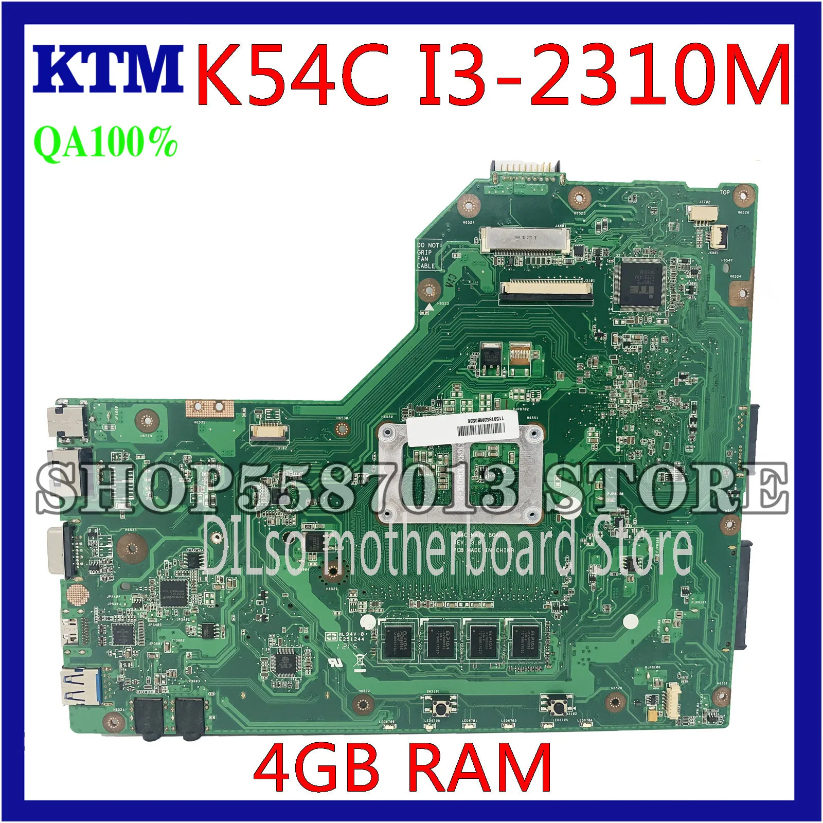 

KEFU K54C Mainboard For ASUS X54C K54HR K54C K54L X54L Laptop Motherboard I3-2310M Test work 100% original work Motherboard