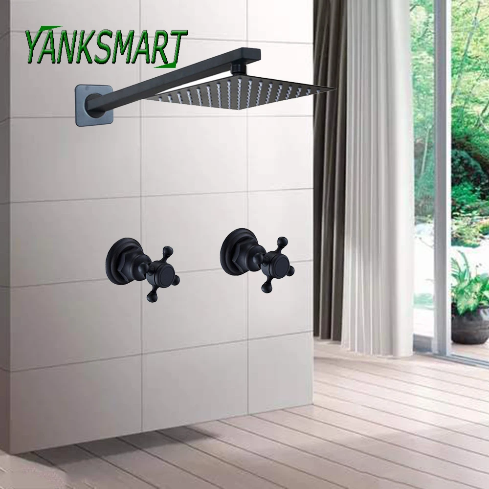 YANKSMART роскошные чёрные настенные 3 шт для ванной душевые наборы дождевая