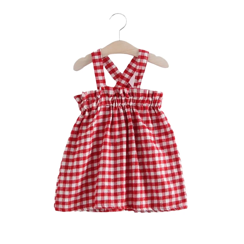 Летнее недорогое модное клетчатое платье для девочек летнее милое пляжное
