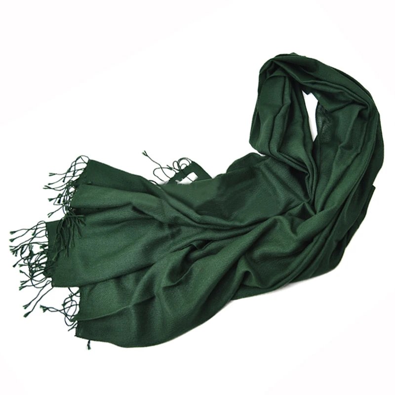 

2020 Winter Warm Thick 100% Cashmere Scarf Dark Green High Quality Shawl 95x200cm Natural Fabric Christmas Gift For Women