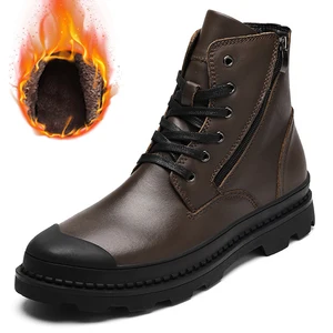 Мужские ботильоны из натуральной кожи, мотоциклетная обувь, плюшевые теплые зимние ботинки, мужские ботильоны, обувь для инструментов, мужская обувь