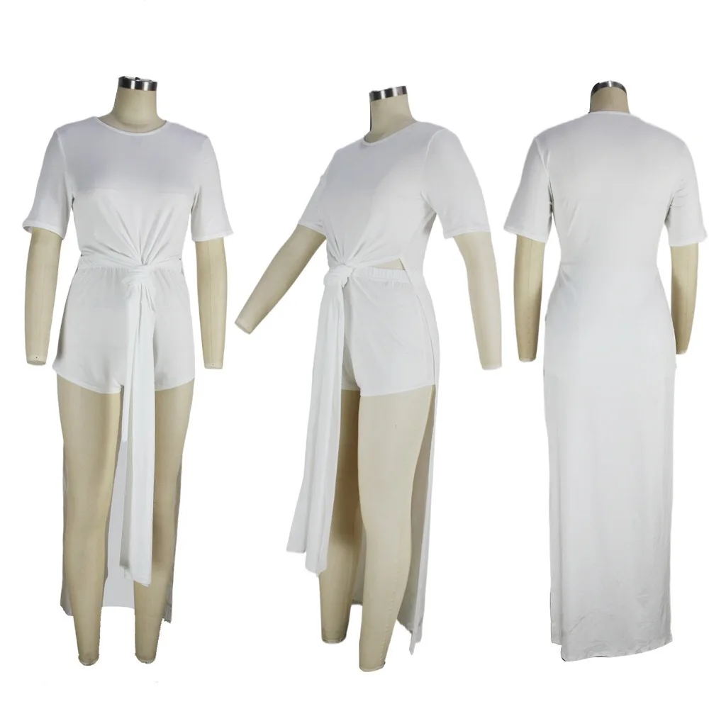 

Women Sexy 2 Pieces Sets Solid Tops & Shorts Fashion Long Blouse & Shorts Two Pieces Sets Causal Evening Club Wear Outfits Sets