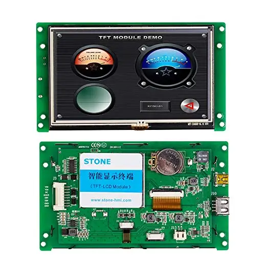 

Модуль дисплея STONE 5,0 дюйма LCD-TFT HMI высокой четкости, интеллектуальная серия, емкостная/резистивная сенсорная панель без корпуса