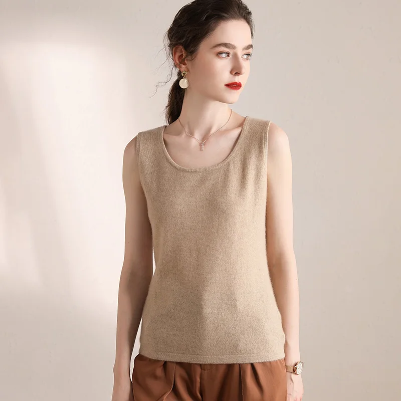 Жилет свитер осень зима теплый утепленный Женский вязаный жилет круглый вырез