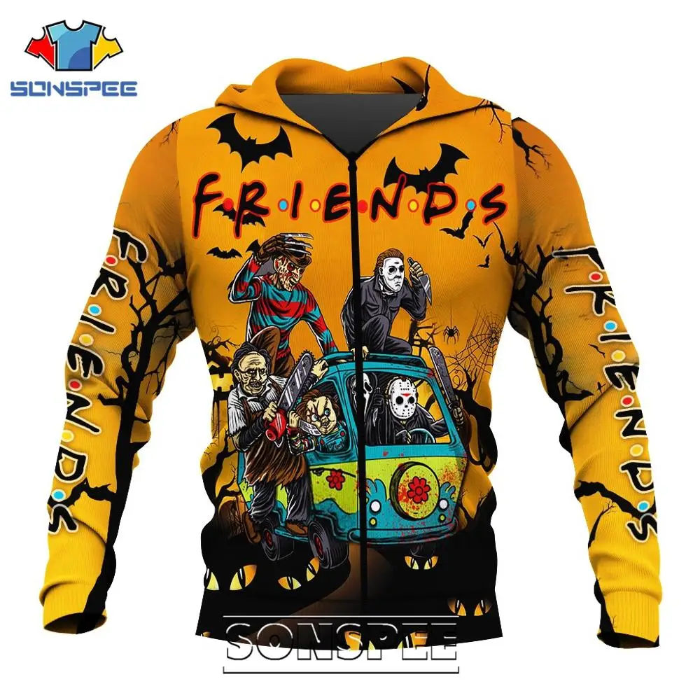Мужская толстовка SONSPEE с 3D принтом ужасы друзья пеннивайз Майкл Майерс Джейсон