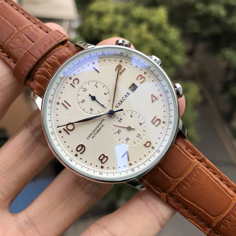 Механические Автоматические Мужские часы с кожаным ремешком от ведущего бренда