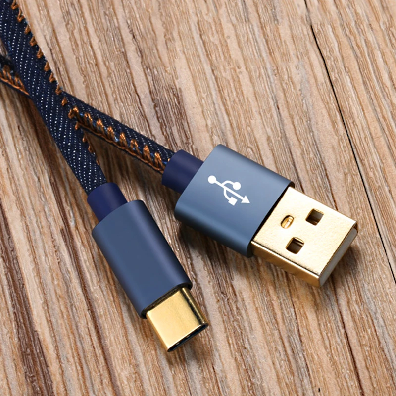 Ковбойский телефонный кабель Micro USB Type C нейлоновые кабели для Android позолоченный