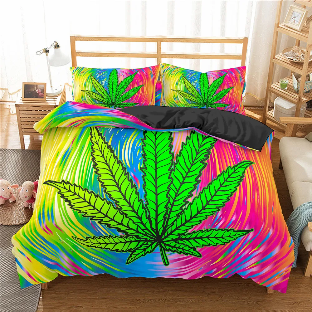 

New Tropical Leaf Luxury Bed Linen Cotton Set Soft Bedding Set Twin/Full/Queen/King Size 2/3pcs Bedspread Duvet Cover Set