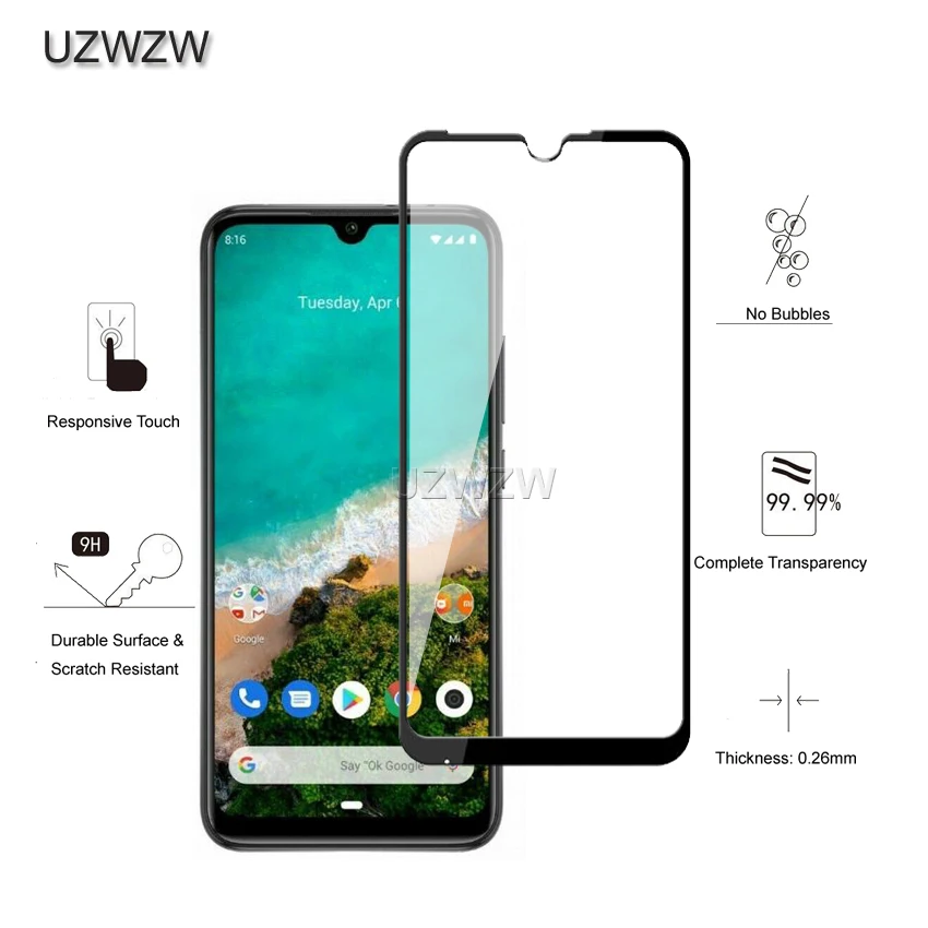 Закаленное стекло для Xiaomi Mi A3 полное покрытие 2.5D защита экрана защитное