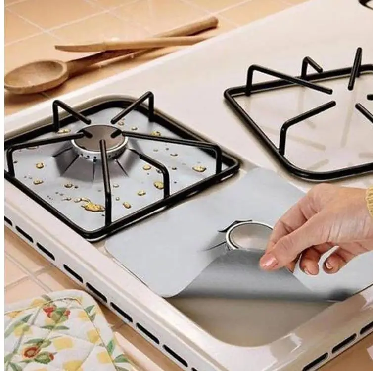 

4 Pieces Stove Surface Protection Pad Square High Temperature Oil Proof Anti Fouling Cleaning Pad Gas Stove Pad