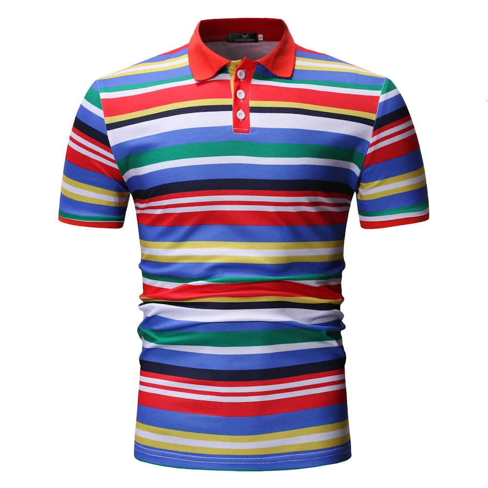 Мужская рубашка поло 2019 Летняя мужская деловая Повседневная дышащая цветная