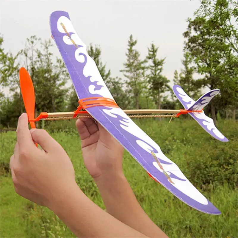 

DIY Hand Throw Flying Planes Elastic Rubber Band Powered Toys For Children Assembly Plane Flying Model Airplane L6U8