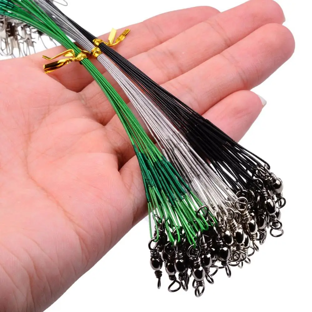 

20pcs Anti-bite Fishing Lines Steel Anti-tangle Braided Wire Leader Lead Core Leash w/ Swivel Lure Fish Tackle Tool Accessories