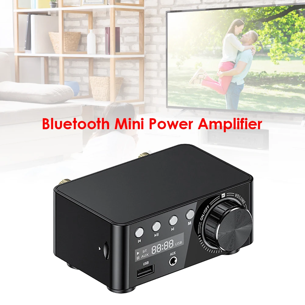 

Bluetooth 5.0 Stereo Audio Amplifier Receiver 2 Channel Class D Mini HiFi Digital Power Amplifier with USB TF Reader for Home Sp