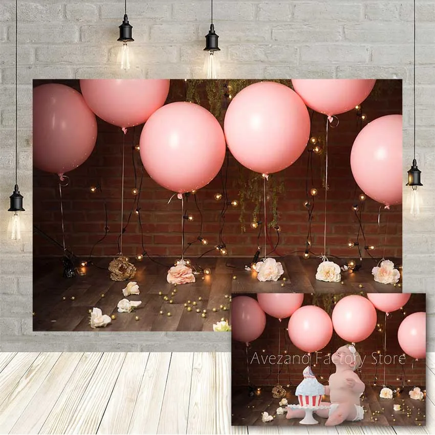 

Avezano фон для фотографии торт разбивать розовые воздушные шары деревянный пол ребенок день рождения Портрет фон Фотофон Фотостудия