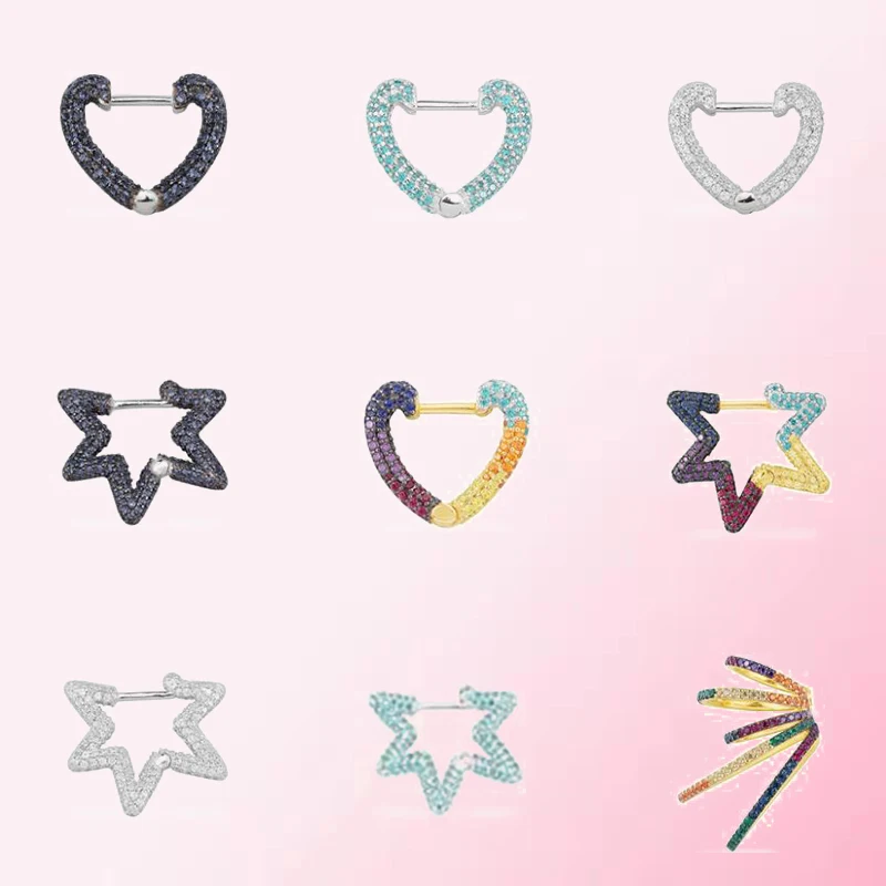 

1:1 Make 925 Sterling Silver Customized Star And Heart-shaped Colorful DIY Exquisitely Designed Earrings