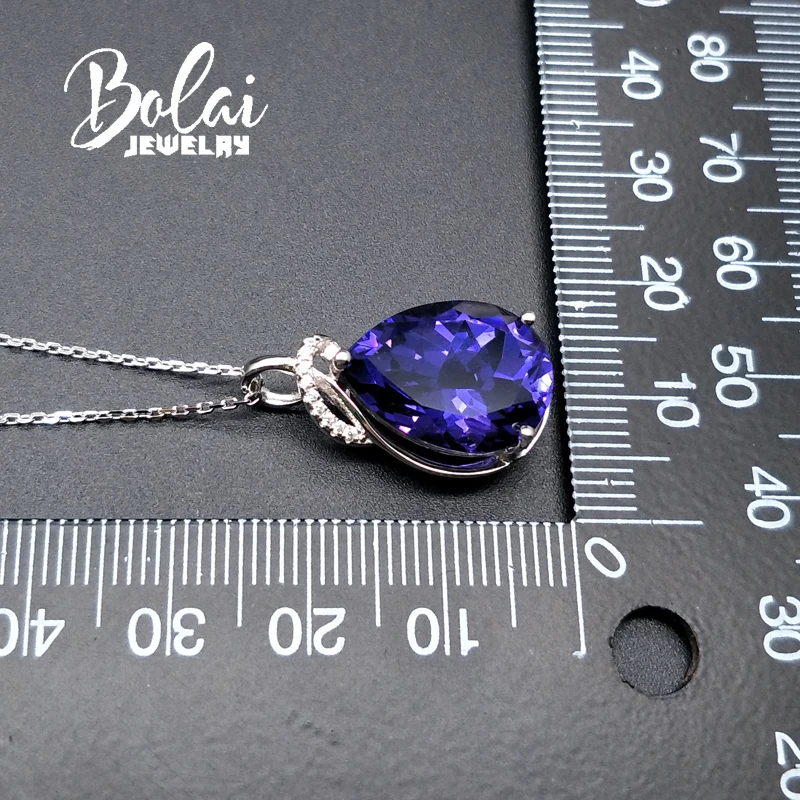 Bolaijewelry, серебряный 925 кулон нано Танзанийская груша 12*16 мм, созданная Капля воды дизайн ювелирных изделий для девочек партии или повседневной одежды