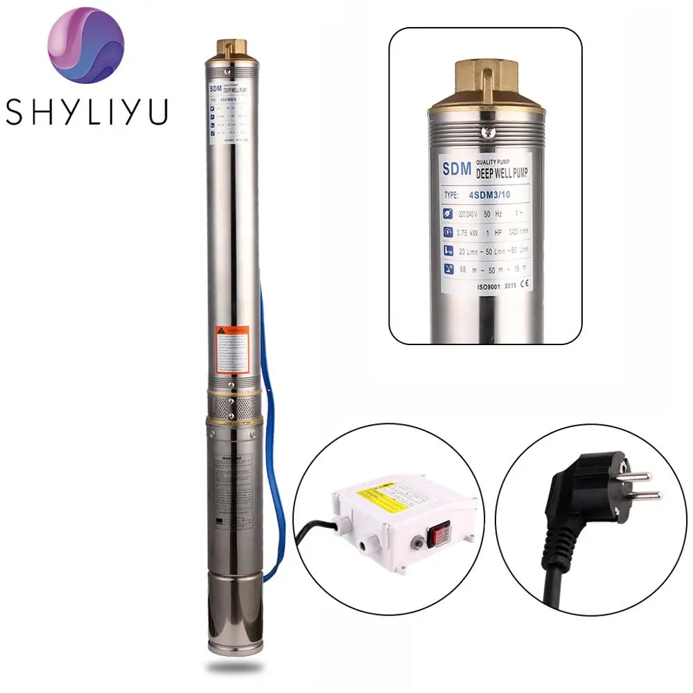 SHYLIYU 4 &quotφ 1Hp нержавеющая сталь погружной водяной насос для глубокого колодца 220 В