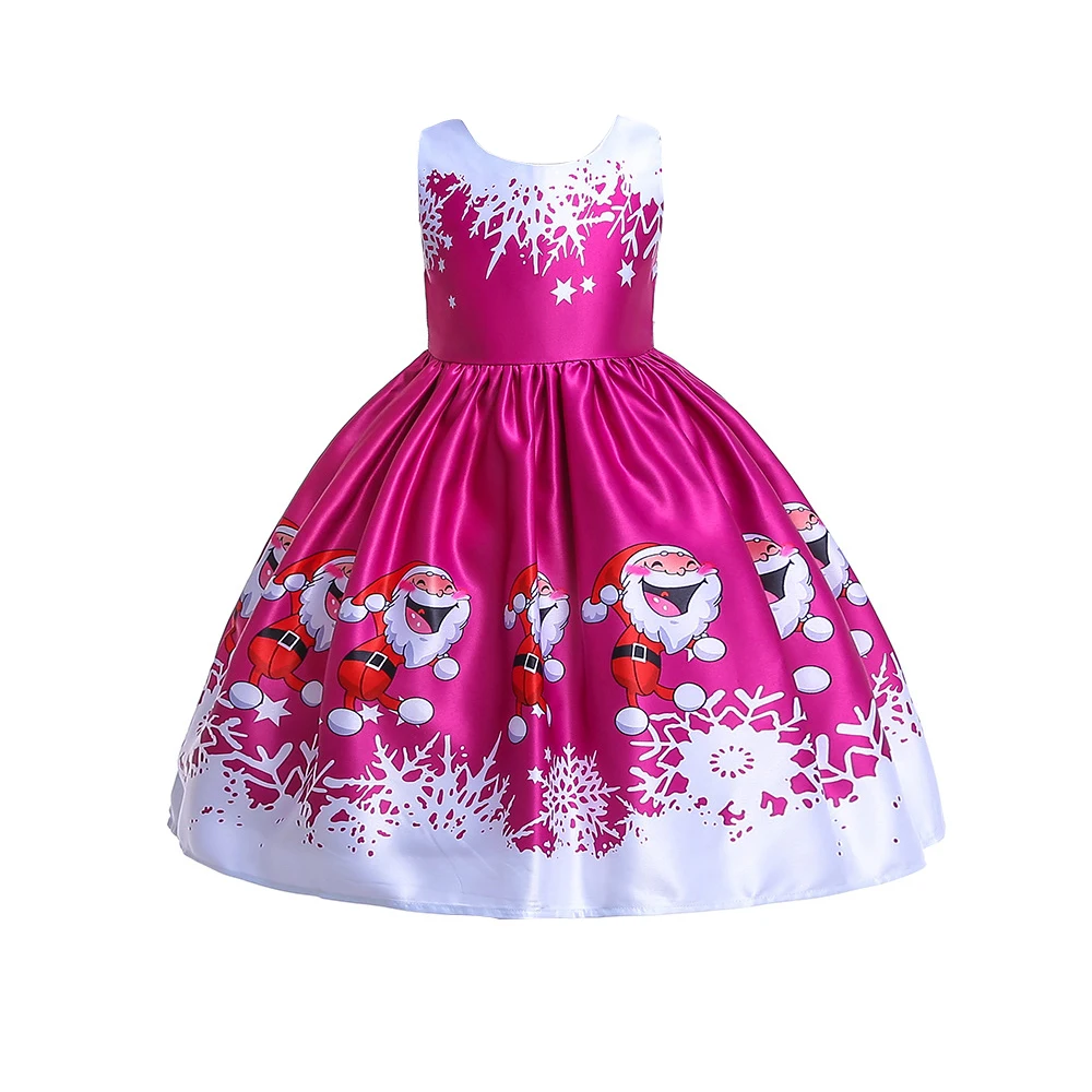 Rose Red Vertvie/платье для маленьких девочек; детское рождественское платье; детская зимняя одежда с рождественским принтом; вечерние платья принцессы на год; детская одежда - Цвет: Rose Red