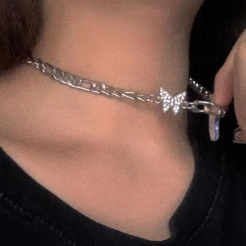 Модное ожерелье-цепочка с кристаллами бабочки для женщин ожерелье-чокер стразы