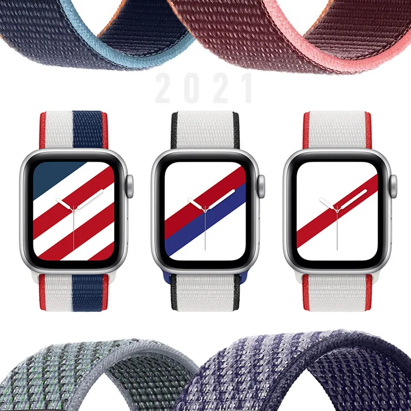 

Nylon Loop Strap For Apple Watch band 44mm 40mm Smartwatch 42mm 38mm Watchband correa Sport belt Bracelet iWatch Series 4 5 SE 6