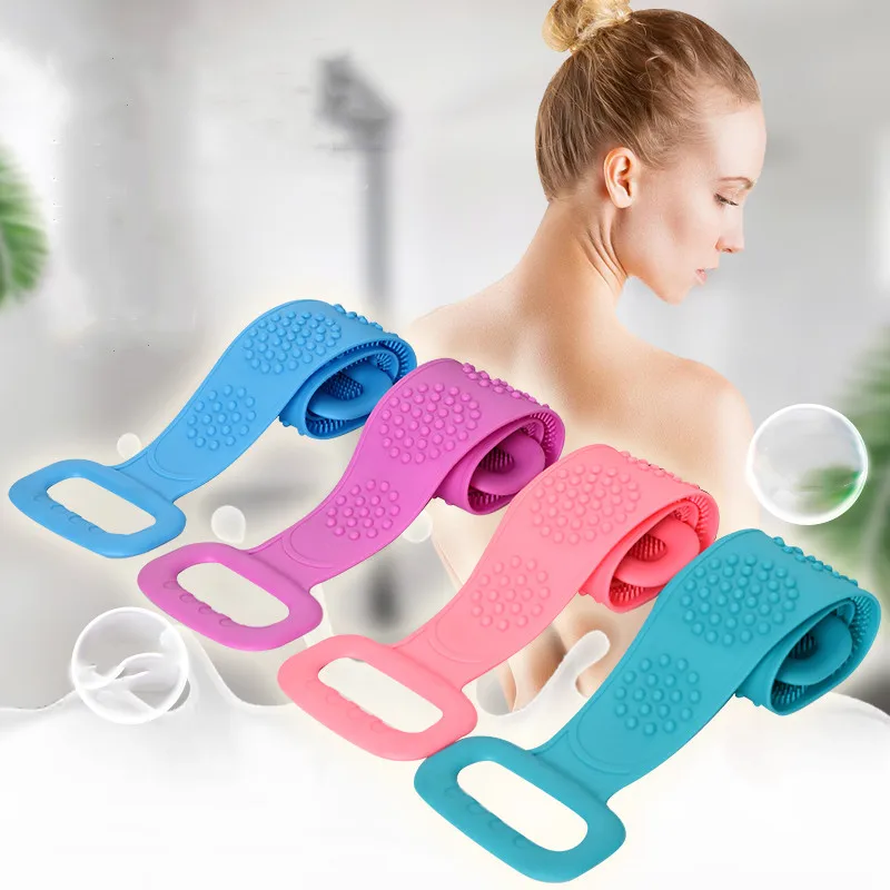 

Silicone Body Brush Bath Belt Bath Shower Exfoliating Back Brush Belt Wash Bathroom Clean Shower Brushes Belts Stain Removal
