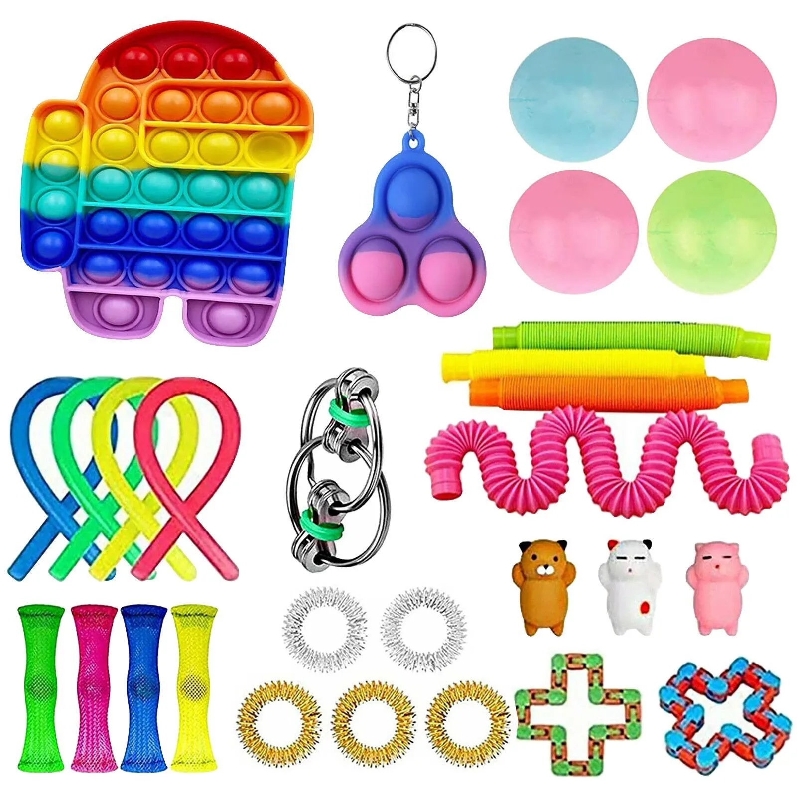 

  Fidget Stress Toys Push Bubble Fidget Sensory Toy Autism Special Needs Stress Reliever Silicone Poppers Figet Toys Set