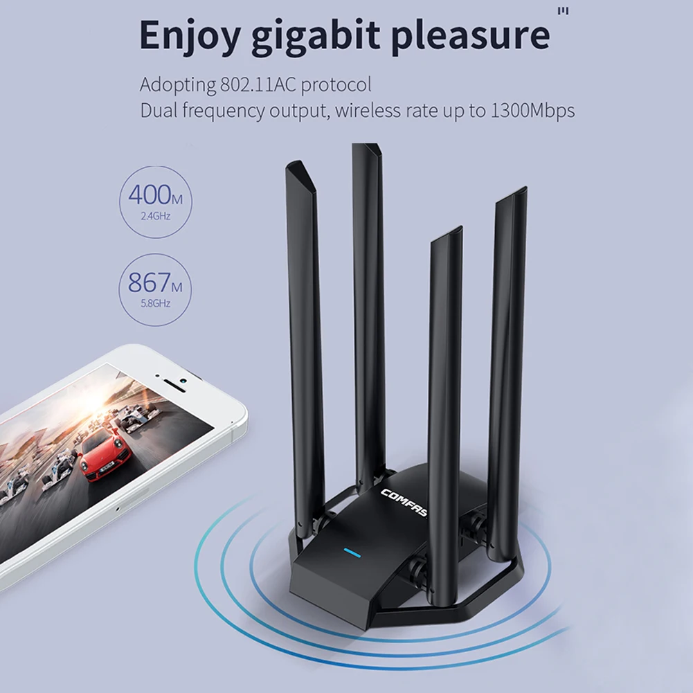 COMFAST CF-WU785AC 1300 Мбит/с Wi-Fi адаптер 2 4 + 5 8 GHz Dual Band сетевой карты Micro USB 3 0 Беспроводной