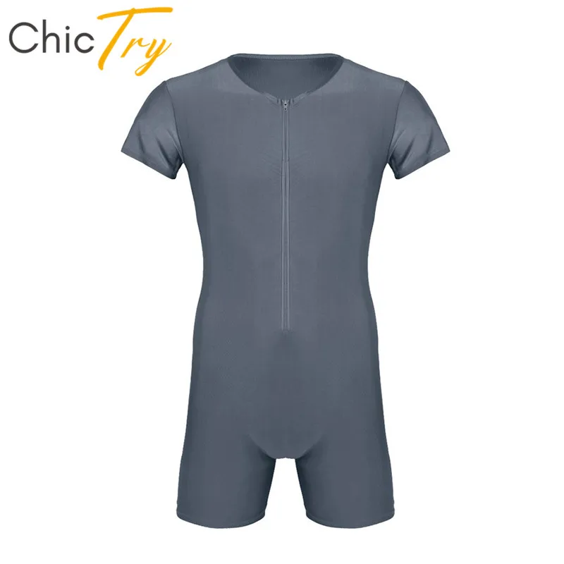 Комбинезон ChicTry Мужской Цельный с коротким рукавом и молнией спереди|Балет| |