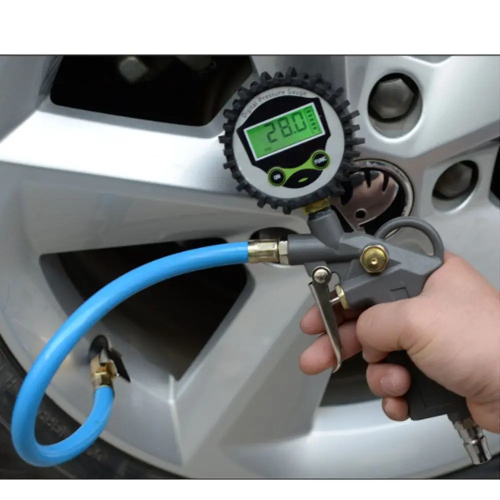 

Digital Display Car Air Tire Pressure Inflation Meter Multi-purpose LCD Dial Meter Tester With Inflation Function Gauge