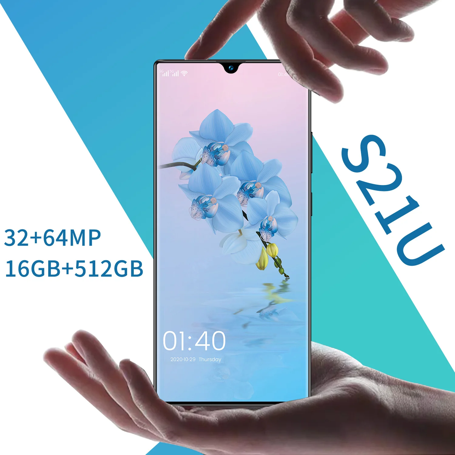 

Global Version 6.9Inch Galax S21U Smartphone Five Three Camera 32+64MP Selfie 16GB+512GB 6800mAh Deca Core Android 11 4G 5G LTE