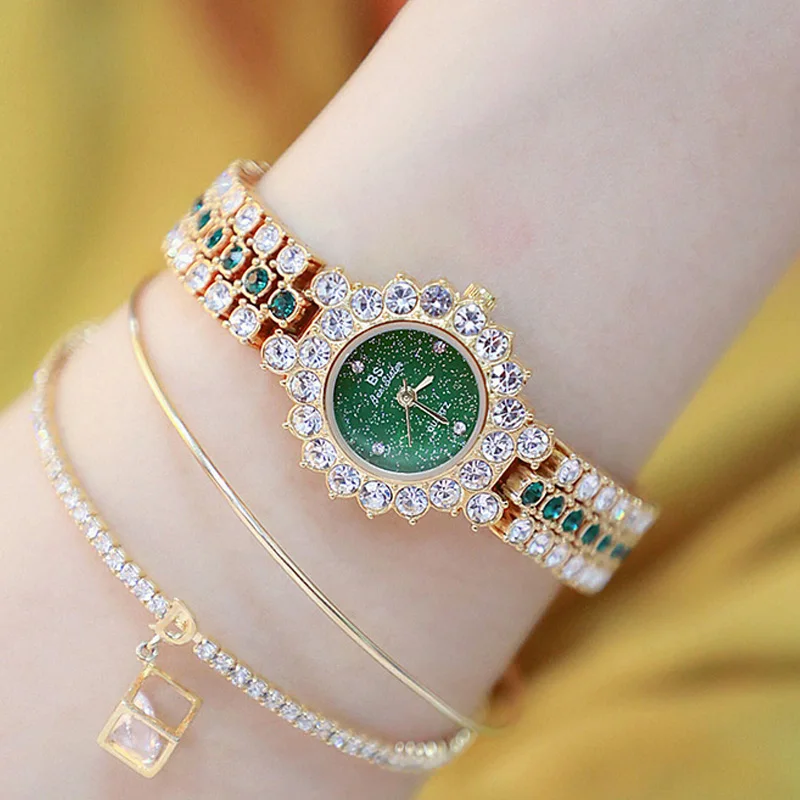 Женские часы с драгоценными камнями и бриллиантами браслет розовое золото