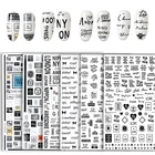 Наклейки для ногтей с надписями и надписями на английском языке, буквы, дизайнерские украшения для ногтевого дизайна, маникюрные дизайнерские наклейки для ногтей, F555