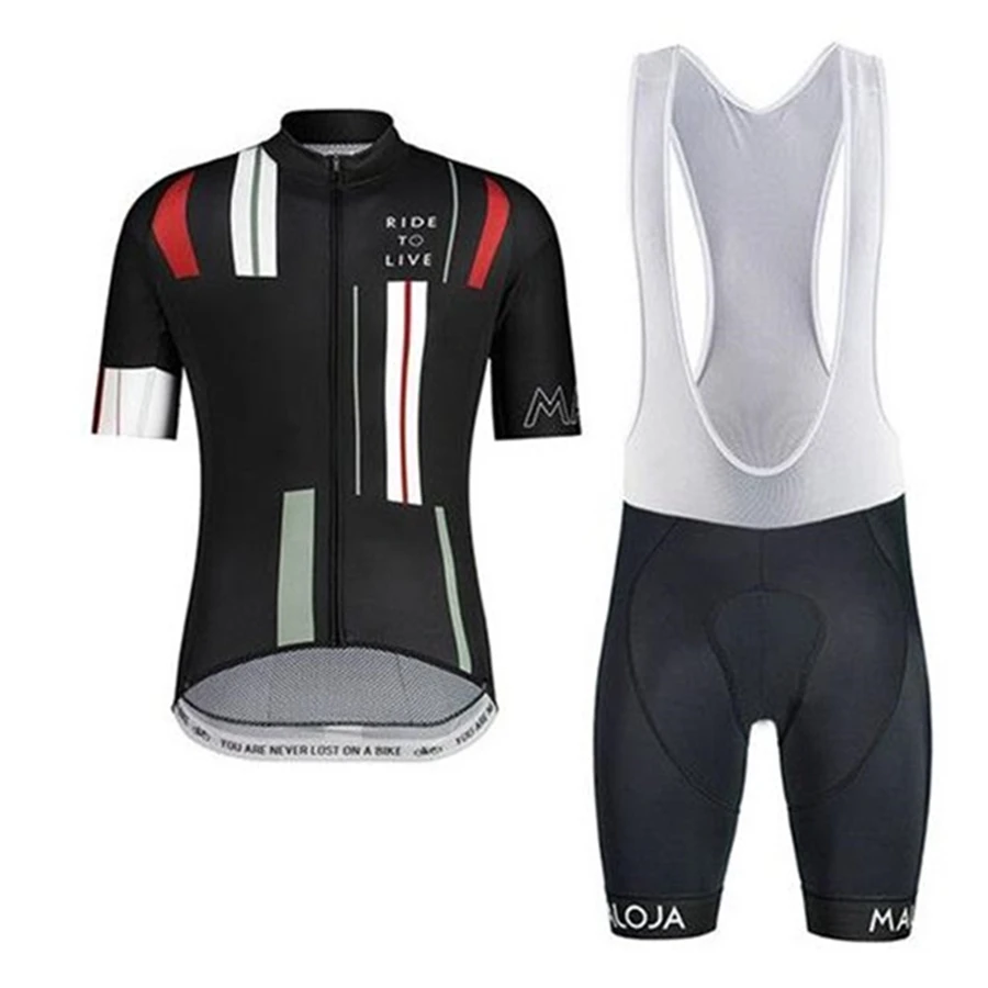 

maloja men pro team summer short sleeve cycling jersey set bib pants maillot ciclismo hombre bicycle uniform MTB clothes