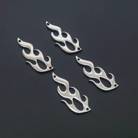 4pcs silver plated flame charm 39x15mm tibetan silver plated pendants antique jewelry making diy handmade craft