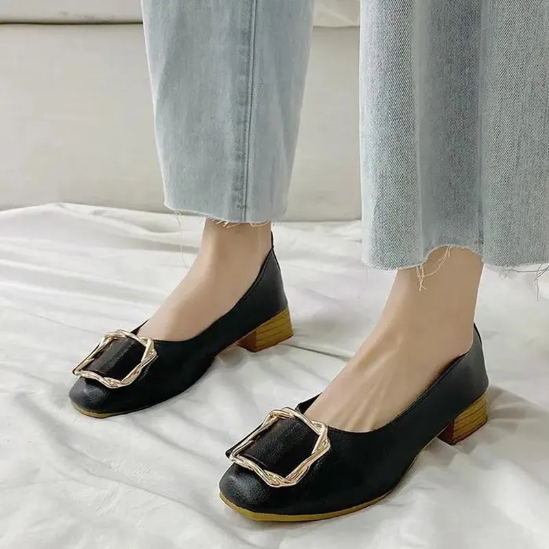 

Cresfimix Mujeres Tacones Altos/женские классические туфли высокого качества с круглым носком; Светильник из искусственной кожи; Обувь на квадратном кабл...